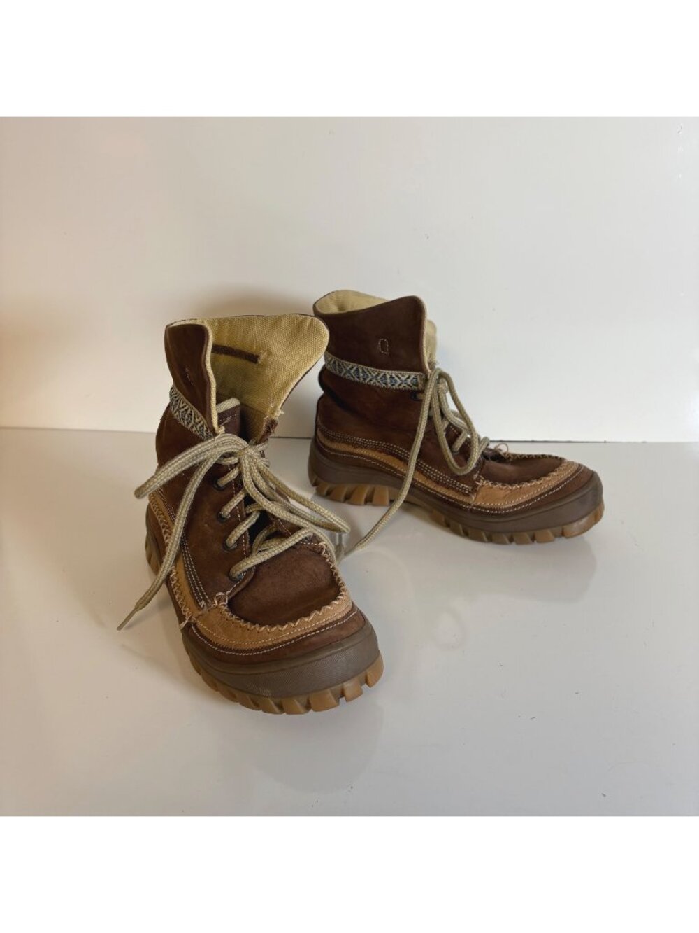 Gosh Ankle Boots Womens Size 7.5 Lace Up Stitched Leather Upper Rubber Sole